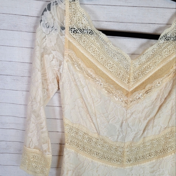 FREE PEOPLE Lacey Affair Dress in Ivory, sz Small - Picture 6 of 16